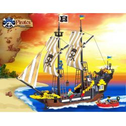 QMAN ENLIGHTEN KEEPPLEY 307 non  TÀU CƯỚP BIỂN RÂU ĐỎ bộ đồ chơi xếp lắp ráp ghép mô hình Pirates Of The Caribbean CORSAIR Cướp Biển Vùng Caribe 590 khối