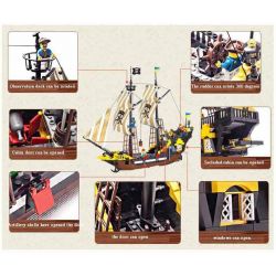 QMAN ENLIGHTEN KEEPPLEY 307 non  TÀU CƯỚP BIỂN RÂU ĐỎ bộ đồ chơi xếp lắp ráp ghép mô hình Pirates Of The Caribbean CORSAIR Cướp Biển Vùng Caribe 590 khối