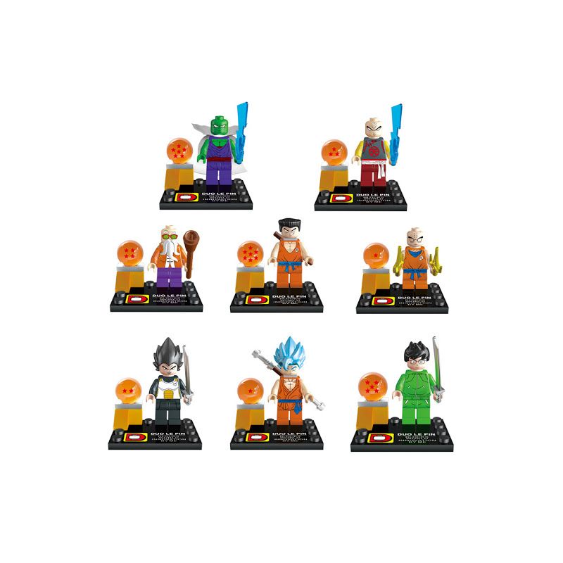 DUO LE PIN DLP9007 9007 non  BẢY QUẢ BÓNG RỒNG 8 bộ đồ chơi xếp lắp ráp ghép mô hình Brickheadz Nhân Vật Đầu To