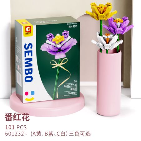SEMBO 601232-A 601232-B 601232-C non  SAFFRON 3. bộ đồ chơi xếp lắp ráp ghép mô hình Flowers BLOCK FLORIST SAFFRON Hoa 101 khối