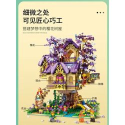 JUHANG TECHNOLOGY 86011 non  NHÀ CÂY SAKURA ELF bộ đồ chơi xếp lắp ráp ghép mô hình TREE HOUSE 2242 khối