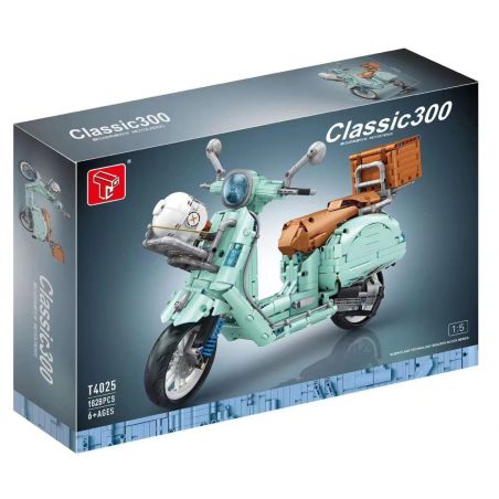 TA GAOLE T4025A 4025A T4025B 4025B non  XE MÁY CỔ ĐIỂN RETRO tỷ lệ 1:5 bộ đồ chơi xếp lắp ráp ghép mô hình Classic VESPA CLASSIC 300 1828 khối