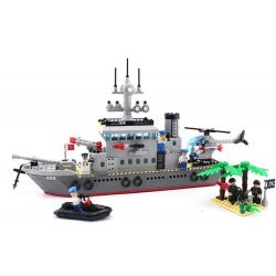 QMAN ENLIGHTEN KEEPPLEY 820 non  TRẬN ĐÁNH CHIẾM HÒN ĐẢO Ở ĐẠI DƯƠNG CỦA TÀU TÊN LỬA VÀ TRỰC THĂNG bộ đồ chơi xếp lắp ráp ghép mô hình Military Army COMBATZONES FRIGATE Quân Sự Bộ Đội 614 khối