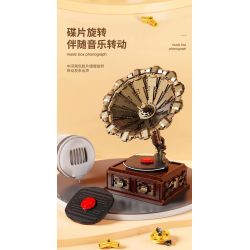 QIZHILE 91002 non  HỘP NHẠC MÁY QUAY ĐĨA bộ đồ chơi xếp lắp ráp ghép mô hình Creator Expert PHONOGRAPH Chuyên Gia Sáng Tạo 1688 khối