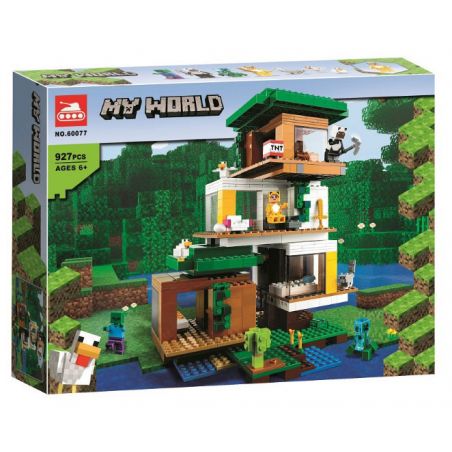 NOT  THE MODERN TREEHOUSE 21174 TANK 60077 xếp lắp ráp ghép mô hình NHÀ CÂY HIỆN ĐẠI NGÔI TRÊN Minecraft Game Xây Dựng 909 khối