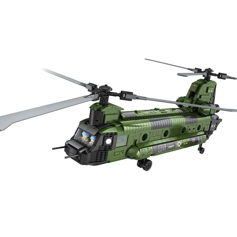 JUHANG TECHNOLOGY 88017 REOBRIX 33031 non  TRỰC THĂNG VẬN TẢI HẠNG TRUNG CH-47 CHINOOK bộ đồ chơi xếp lắp ráp ghép mô hình Military Army CH-47 TRANSPORT HELICOPTER CHINOOK Quân Sự Bộ Đội 1622 khối