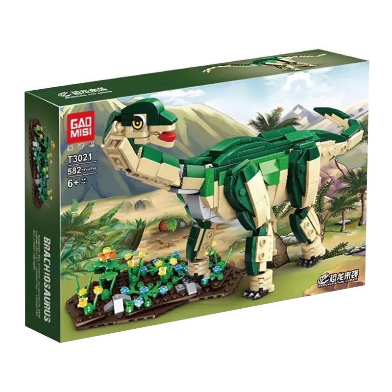 GAOMISI T3021 3021 non  BRACHIOSAURUS bộ đồ chơi xếp lắp ráp ghép mô hình Jurassic World DINOSAURS ARE COMING BRACHIOSAURUS Thế Giới Khủng Long 582 khối