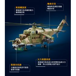 SLUBAN M38-B1137 B1137 1137 M38B1137 38-B1137 non  TRỰC THĂNG VẬN TẢI VŨ TRANG MI-24S tỷ lệ 1:30 bộ đồ chơi xếp lắp ráp ghép mô hình Military Army Quân Sự Bộ Đội 893 khối