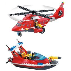 QMAN ENLIGHTEN KEEPPLEY 905 non  TRỰC THĂNG CÙNG THUYỀN CỨU HỎA GIÀN KHOAN DẦU bộ đồ chơi xếp lắp ráp ghép mô hình City FIRE RESCUE SEA TEAMS Thành Phố 402 khối