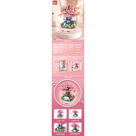 FAIR 9005 non  HỘP NHẠC CÂY HOA ANH ĐÀO bộ đồ chơi xếp lắp ráp ghép mô hình 489 khối