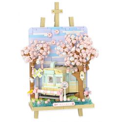 WEKKI 516004 non  TÀU SAKURA bộ đồ chơi xếp lắp ráp ghép mô hình Creator SAKURA TRAIN Sáng Tạo 641 khối