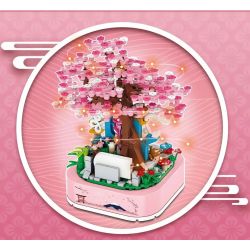 FAIR 9005 non  HỘP NHẠC CÂY HOA ANH ĐÀO bộ đồ chơi xếp lắp ráp ghép mô hình 489 khối