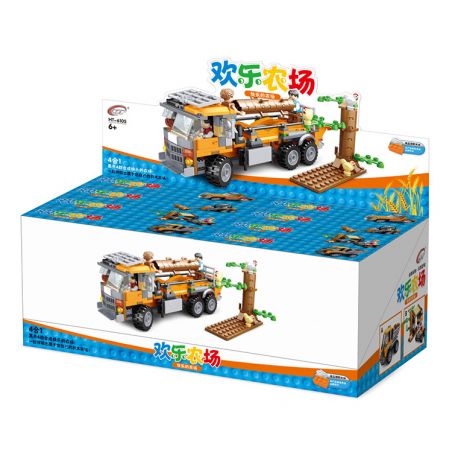 HENGTAI HT-6105 6105 HT6105 non  NÔNG TRẠI VUI VẺ 4 LOẠI XE BỐC SẢN CHỞ NƯỚC CHUYỂN GỖ CUỐC bộ đồ chơi xếp lắp ráp ghép mô hình City HAPPY FARM Thành Phố 400 khối
