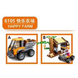 HENGTAI HT-6105 6105 HT6105 non  NÔNG TRẠI VUI VẺ 4 LOẠI XE BỐC SẢN CHỞ NƯỚC CHUYỂN GỖ CUỐC bộ đồ chơi xếp lắp ráp ghép mô hình City HAPPY FARM Thành Phố 400 khối