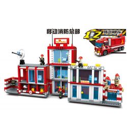 HENGTAI 6210 non  TRỤ SỞ CỨU HỎA DI ĐỘNG bộ đồ chơi xếp lắp ráp ghép mô hình 936 khối