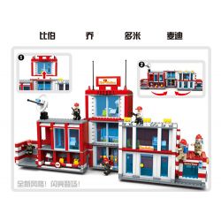 HENGTAI 6210 non  TRỤ SỞ CỨU HỎA DI ĐỘNG bộ đồ chơi xếp lắp ráp ghép mô hình 936 khối