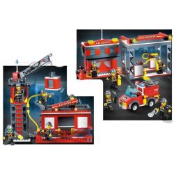 QMAN ENLIGHTEN KEEPPLEY 908 non  XE THANG CỨU HỎA LỚN VÀ CHIẾU ĐÈN bộ đồ chơi xếp lắp ráp ghép mô hình City FIRE RESCUE SCALING LADDER ENGINES Thành Phố 605 khối