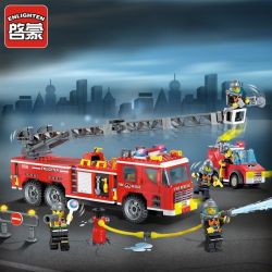 QMAN ENLIGHTEN KEEPPLEY 908 non  XE THANG CỨU HỎA LỚN VÀ CHIẾU ĐÈN bộ đồ chơi xếp lắp ráp ghép mô hình City FIRE RESCUE SCALING LADDER ENGINES Thành Phố 605 khối