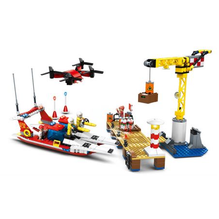 HENGTAI 6208 non  DOCK CỨU HỘ KHẨN CẤP bộ đồ chơi xếp lắp ráp ghép mô hình 504 khối