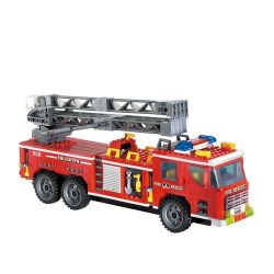 QMAN ENLIGHTEN KEEPPLEY 908 non  XE THANG CỨU HỎA LỚN VÀ CHIẾU ĐÈN bộ đồ chơi xếp lắp ráp ghép mô hình City FIRE RESCUE SCALING LADDER ENGINES Thành Phố 605 khối