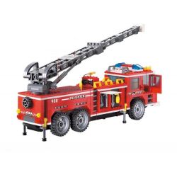 QMAN ENLIGHTEN KEEPPLEY 908 non  XE THANG CỨU HỎA LỚN VÀ CHIẾU ĐÈN bộ đồ chơi xếp lắp ráp ghép mô hình City FIRE RESCUE SCALING LADDER ENGINES Thành Phố 605 khối