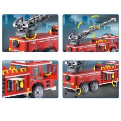 QMAN ENLIGHTEN KEEPPLEY 908 non  XE THANG CỨU HỎA LỚN VÀ CHIẾU ĐÈN bộ đồ chơi xếp lắp ráp ghép mô hình City FIRE RESCUE SCALING LADDER ENGINES Thành Phố 605 khối