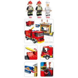 HENGTAI 6207 non  HỖ TRỢ CHỮA CHÁY NHÀ HÀNG BURGER bộ đồ chơi xếp lắp ráp ghép mô hình 320 khối