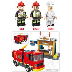 HENGTAI 6207 non  HỖ TRỢ CHỮA CHÁY NHÀ HÀNG BURGER bộ đồ chơi xếp lắp ráp ghép mô hình 320 khối