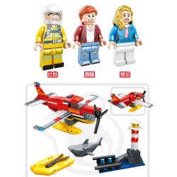 HENGTAI 6205 non  MÁY BAY CHỮA CHÁY BẢO VỆ BỜ BIỂN bộ đồ chơi xếp lắp ráp ghép mô hình 192 khối