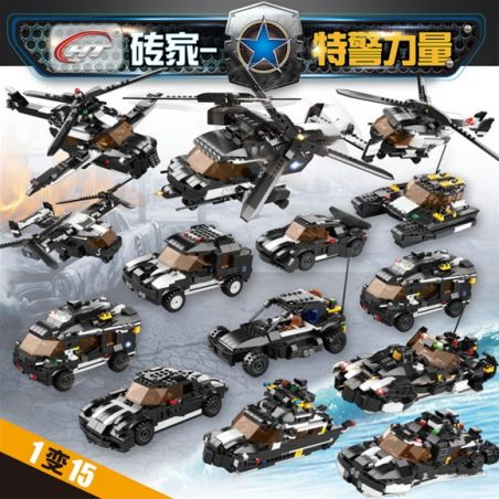 HENGTAI 6401 non  LỰC LƯỢNG SWAT 15 PHONG CÁCH bộ đồ chơi xếp lắp ráp ghép mô hình Super Police Force Siêu Cảnh Sát
