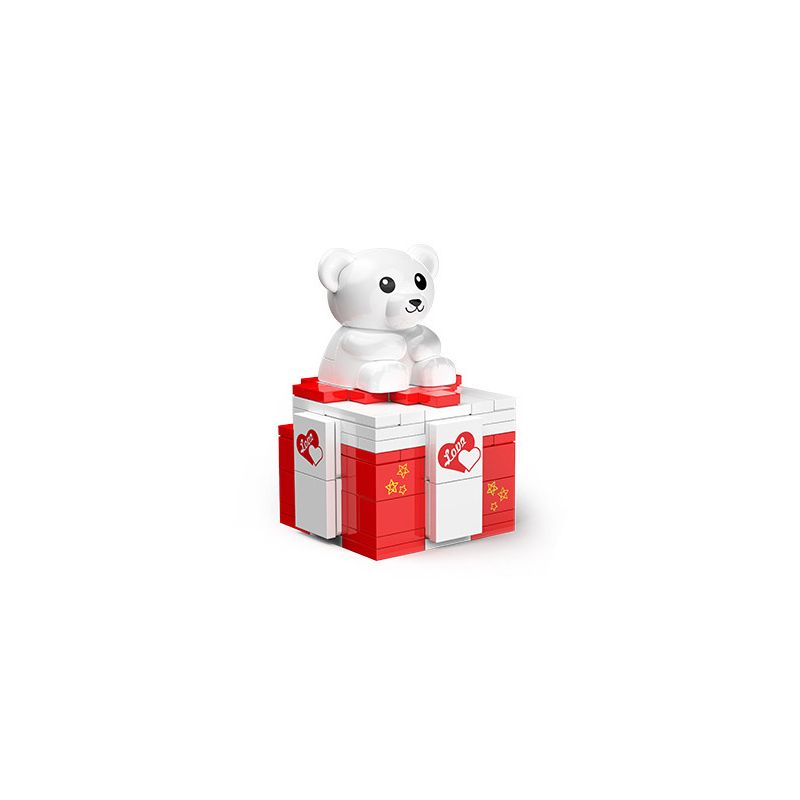 ZHEGAO 00287 non  HỘP NHẪN GẤU bộ đồ chơi xếp lắp ráp ghép mô hình Valentine's Day BEAR RING BOX Lễ Tình Nhân 111 khối