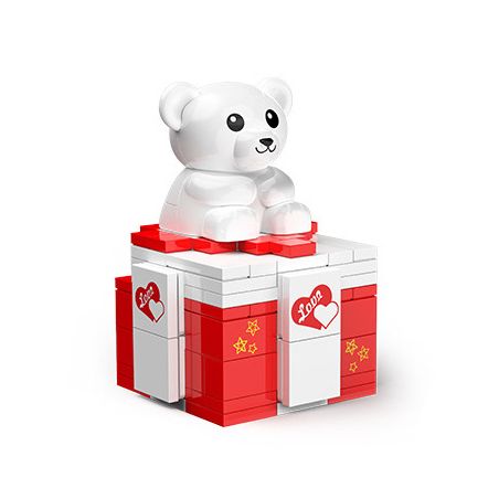 ZHEGAO 00287 non  HỘP NHẪN GẤU bộ đồ chơi xếp lắp ráp ghép mô hình Valentine's Day BEAR RING BOX Lễ Tình Nhân 111 khối