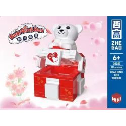 ZHEGAO 00287 non  HỘP NHẪN GẤU bộ đồ chơi xếp lắp ráp ghép mô hình Valentine's Day BEAR RING BOX Lễ Tình Nhân 111 khối