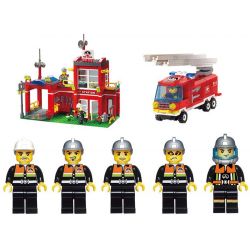 QMAN ENLIGHTEN KEEPPLEY 910 non  TRỤ SỞ CỨU HỎA NHỎ bộ đồ chơi xếp lắp ráp ghép mô hình City FIRE RESCUE CONTROL BRANCH BUREAU Thành Phố 380 khối