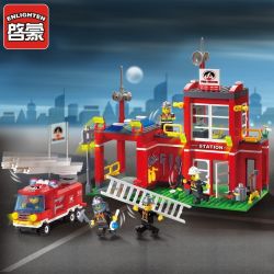 QMAN ENLIGHTEN KEEPPLEY 910 non  TRỤ SỞ CỨU HỎA NHỎ bộ đồ chơi xếp lắp ráp ghép mô hình City FIRE RESCUE CONTROL BRANCH BUREAU Thành Phố 380 khối