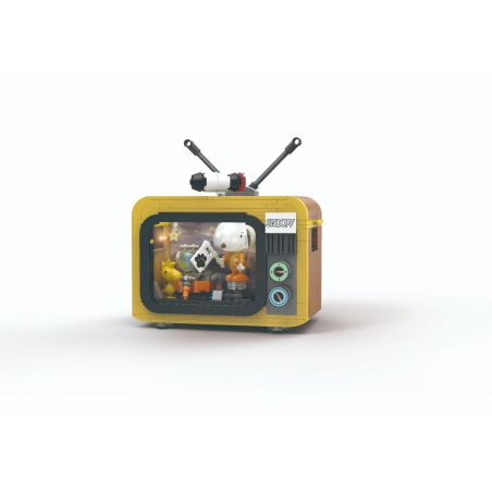 LINOOS LN8081 8081 non  TV CHỦ ĐỀ KHÔNG GIAN SNOOPY MÀU VÀNG bộ đồ chơi xếp lắp ráp ghép mô hình Movie & Game Phim Và Trò Chơi 388 khối