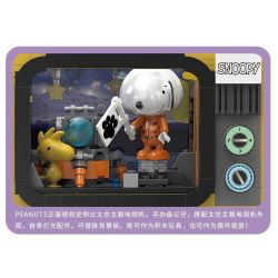 LINOOS LN8081 8081 non  TV CHỦ ĐỀ KHÔNG GIAN SNOOPY MÀU VÀNG bộ đồ chơi xếp lắp ráp ghép mô hình Movie & Game Phim Và Trò Chơi 388 khối