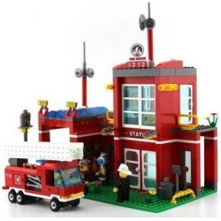 QMAN ENLIGHTEN KEEPPLEY 910 non  TRỤ SỞ CỨU HỎA NHỎ bộ đồ chơi xếp lắp ráp ghép mô hình City FIRE RESCUE CONTROL BRANCH BUREAU Thành Phố 380 khối