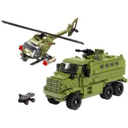 LIMO TOY KB010 non  XE BỌC THÉP CHỞ QUÂN VÀ TRỰC THĂNG bộ đồ chơi xếp lắp ráp ghép mô hình Military Army Quân Sự Bộ Đội