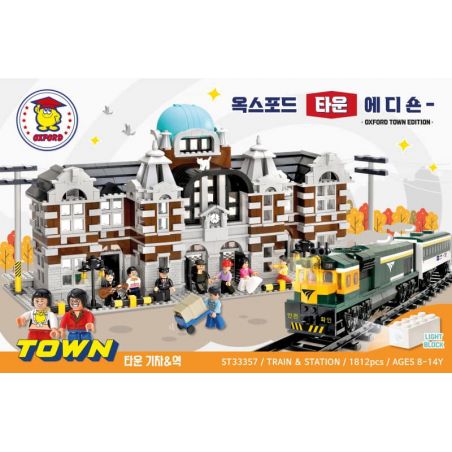 OXFORD ST33357 33357 non  XE LỬA THỊ TRẤN VÀ NHÀ GA bộ đồ chơi xếp lắp ráp ghép mô hình Trains TOWN TRAIN & STATION Tàu Hỏa 1812 khối