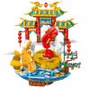 SX 7039 non  NHẢY QUA CỔNG RỒNG bộ đồ chơi xếp lắp ráp ghép mô hình Chinese Traditional Festivals CARP JUMPING DRAGON GATE Lễ Hội Cổ Truyền 1241 khối
