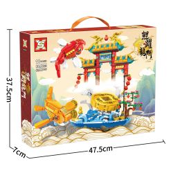 SX 7039 non  NHẢY QUA CỔNG RỒNG bộ đồ chơi xếp lắp ráp ghép mô hình Chinese Traditional Festivals CARP JUMPING DRAGON GATE Lễ Hội Cổ Truyền 1241 khối