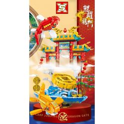 SX 7039 non  NHẢY QUA CỔNG RỒNG bộ đồ chơi xếp lắp ráp ghép mô hình Chinese Traditional Festivals CARP JUMPING DRAGON GATE Lễ Hội Cổ Truyền 1241 khối