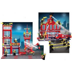 QMAN ENLIGHTEN KEEPPLEY 911 non  TRỤ SỞ CỨU HỎA VỚI TRỰC THĂNG VÀ XE THANG PHUN NƯỚC bộ đồ chơi xếp lắp ráp ghép mô hình City FIRE RESCUE CONTROL REGIONAL BUREAU Thành Phố 970 khối