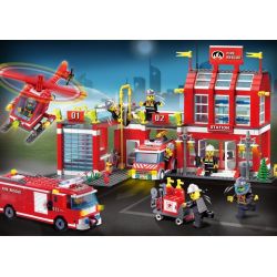 QMAN ENLIGHTEN KEEPPLEY 911 non  TRỤ SỞ CỨU HỎA VỚI TRỰC THĂNG VÀ XE THANG PHUN NƯỚC bộ đồ chơi xếp lắp ráp ghép mô hình City FIRE RESCUE CONTROL REGIONAL BUREAU Thành Phố 970 khối
