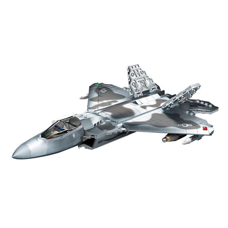 SX 88001 non  MÁY BAY CHIẾN ĐẤU F-22 RAPTOR bộ đồ chơi xếp lắp ráp ghép mô hình Military Army Quân Sự Bộ Đội 626 khối