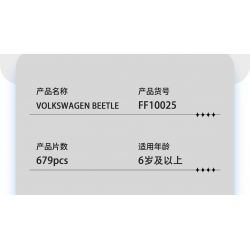 JIESTAR FF10025 10025 non  BỌ CÁNH CỨNG VOLKSWAGEN bộ đồ chơi xếp lắp ráp ghép mô hình Creator Expert VOLKSWAGEN BEETLE Chuyên Gia Sáng Tạo 679 khối
