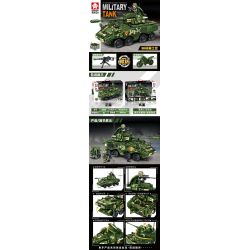 LEYI 88020 non  XE BỌC THÉP TẤN CÔNG KIỂU 11 bộ đồ chơi xếp lắp ráp ghép mô hình Military Army MILITARY TANK TYPE 11 WHEELED ARMORED ASSAULT VEHICLE Quân Sự Bộ Đội 488 khối