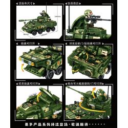 LEYI 88020 non  XE BỌC THÉP TẤN CÔNG KIỂU 11 bộ đồ chơi xếp lắp ráp ghép mô hình Military Army MILITARY TANK TYPE 11 WHEELED ARMORED ASSAULT VEHICLE Quân Sự Bộ Đội 488 khối