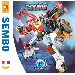 SEMBO 103233 103234 103235 103236 non  STEEL MECHA TRANSFORMATION GUARDIAN 4 KẾT HỢP XE TĂNG CỨU THƯƠNG TRỰC THĂNG TẢI bộ đồ chơi xếp lắp ráp ghép mô hình Transformers MECHA OF STEEL Robot Đại Chiến Người Máy Biến Hình 725 khối